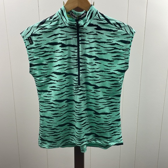 jamie sadock Tops - SOLD Jamie Sadock NWT Cap Sleeve Le Tiger 1/4 Zip Golf Shirt